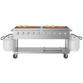 72 in. Commercial Mobile Outdoor Propane Gas Grill, ETL Listed in Stainless-Steel (KM-CGM-72)
